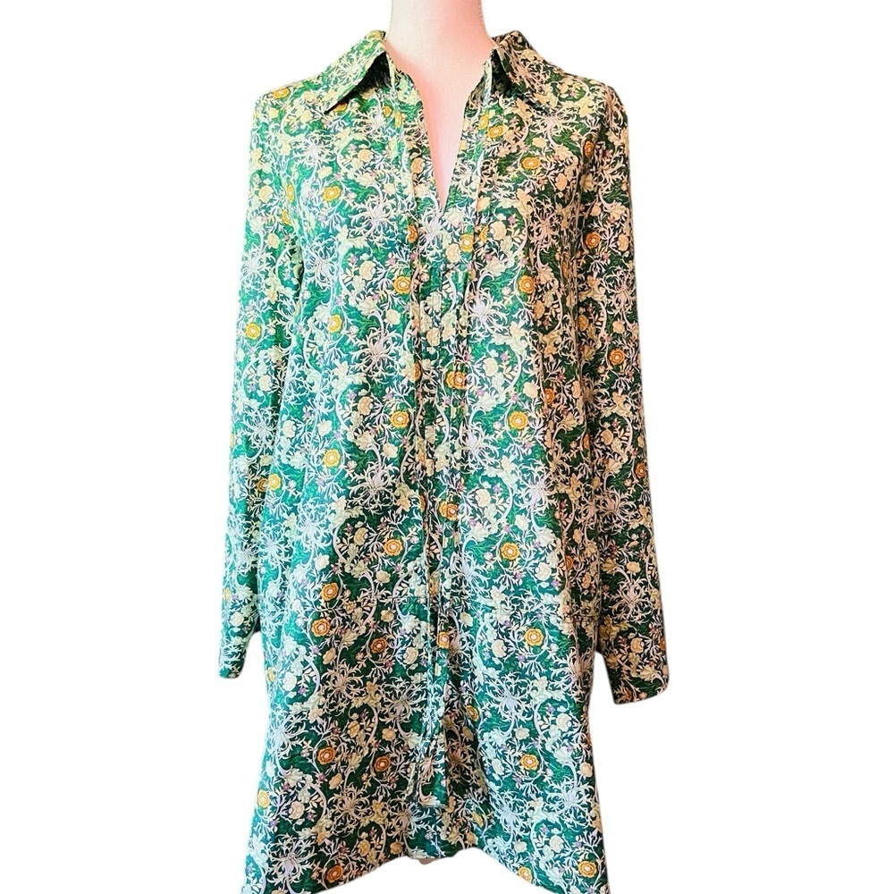 Hyacinth House Tuckernuck Floral Green Midi Dress Size Large
